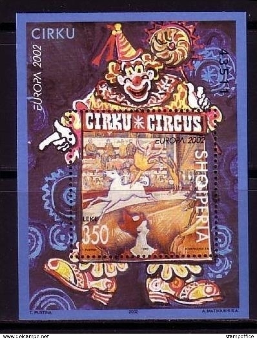 ALBANIEN BLOCK 138 POSTFRISCH(MINT) EUROPA 2002 ZIRKUS CLOWN - Circus