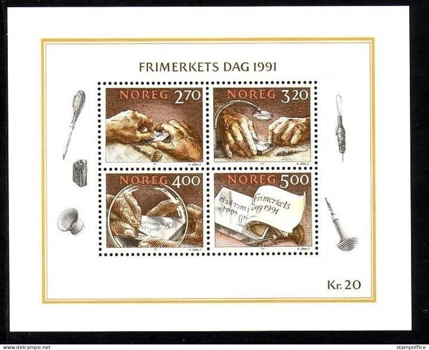 NORWEGEN BLOCK 15 POSTFRISCH(MINT) TAG DER BRIEFMARKE 1991 - BRIEFMARKENGRAVUR - Blocks & Sheetlets