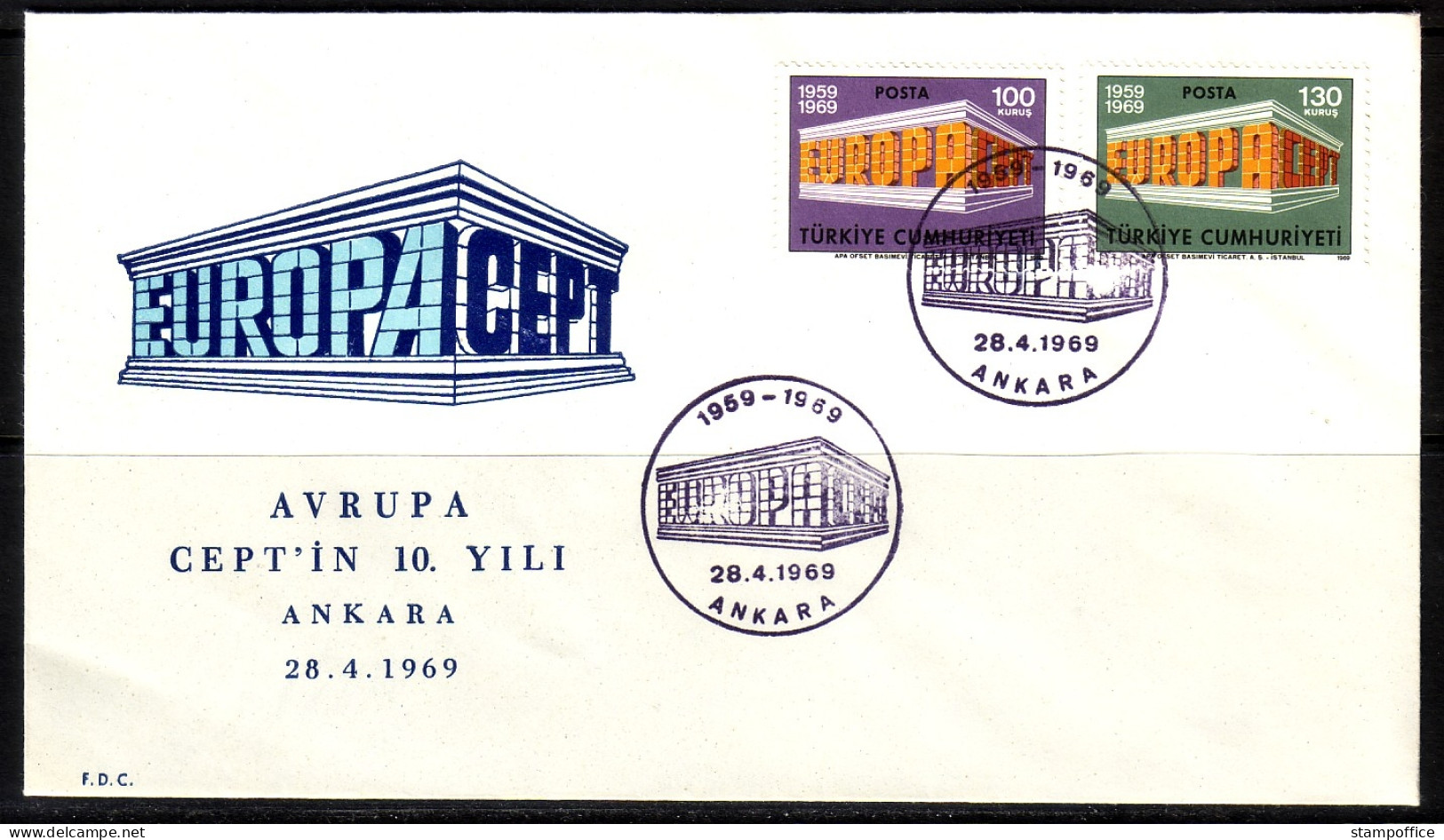 TÜRKEI MI-NR. 2124-2125 FDC EUROPA CEPT 1969 - 1969