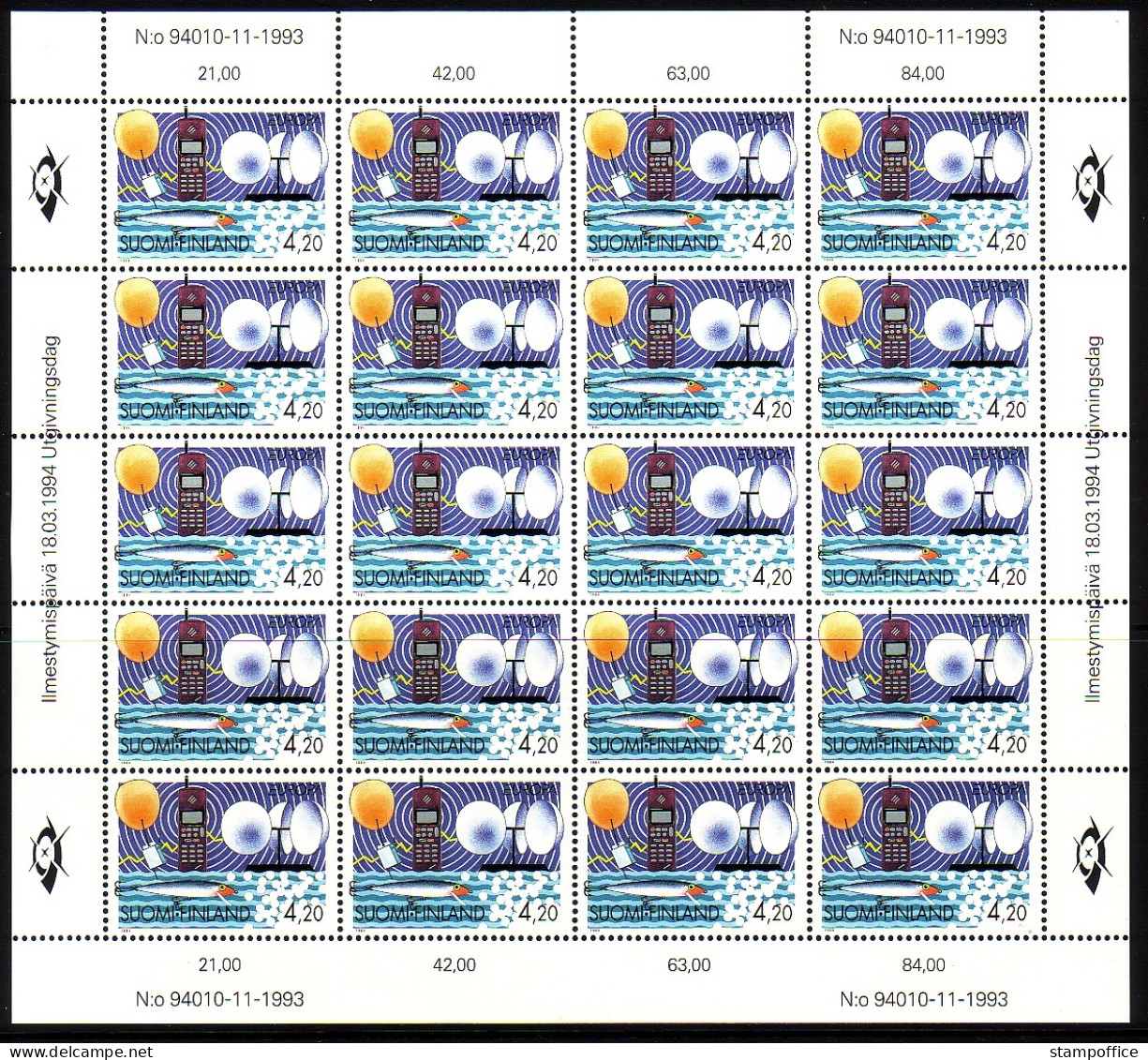 FINNLAND MI-NR. 1248-1249 POSTFRISCH KLEINBOGENSATZ EUROPA 1994 SCHIFF HANDY - 1994