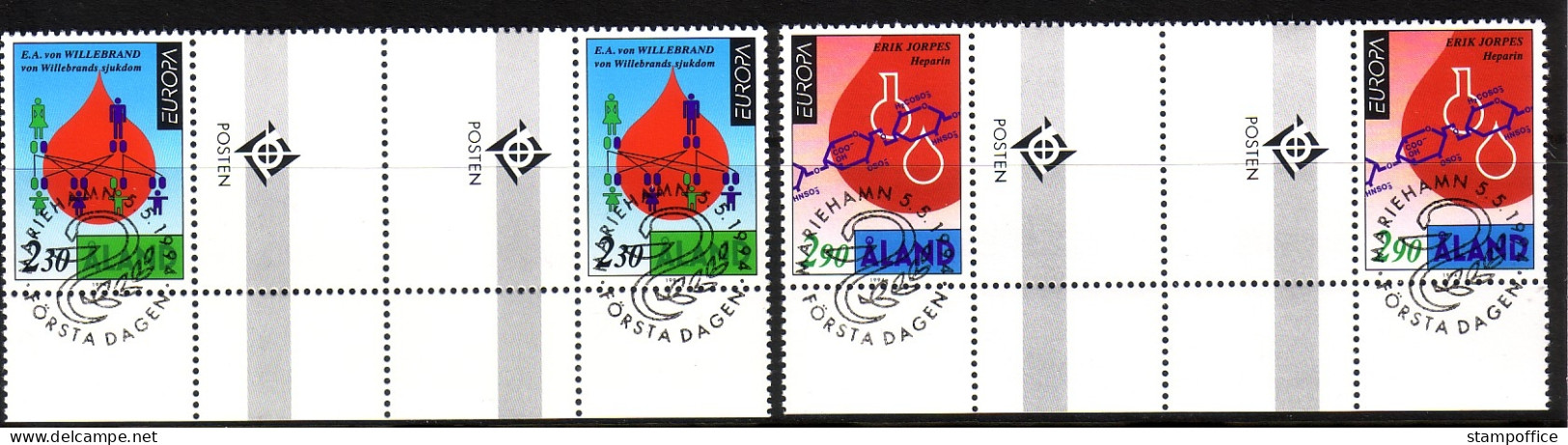 ALAND MI-NR. 86-87 GESTEMPELT(USED) ZWISCHENSTEGPAARSATZ EUROPA 1994 ENTDECKUNGEN Und ERFINDUNGEN - 1994