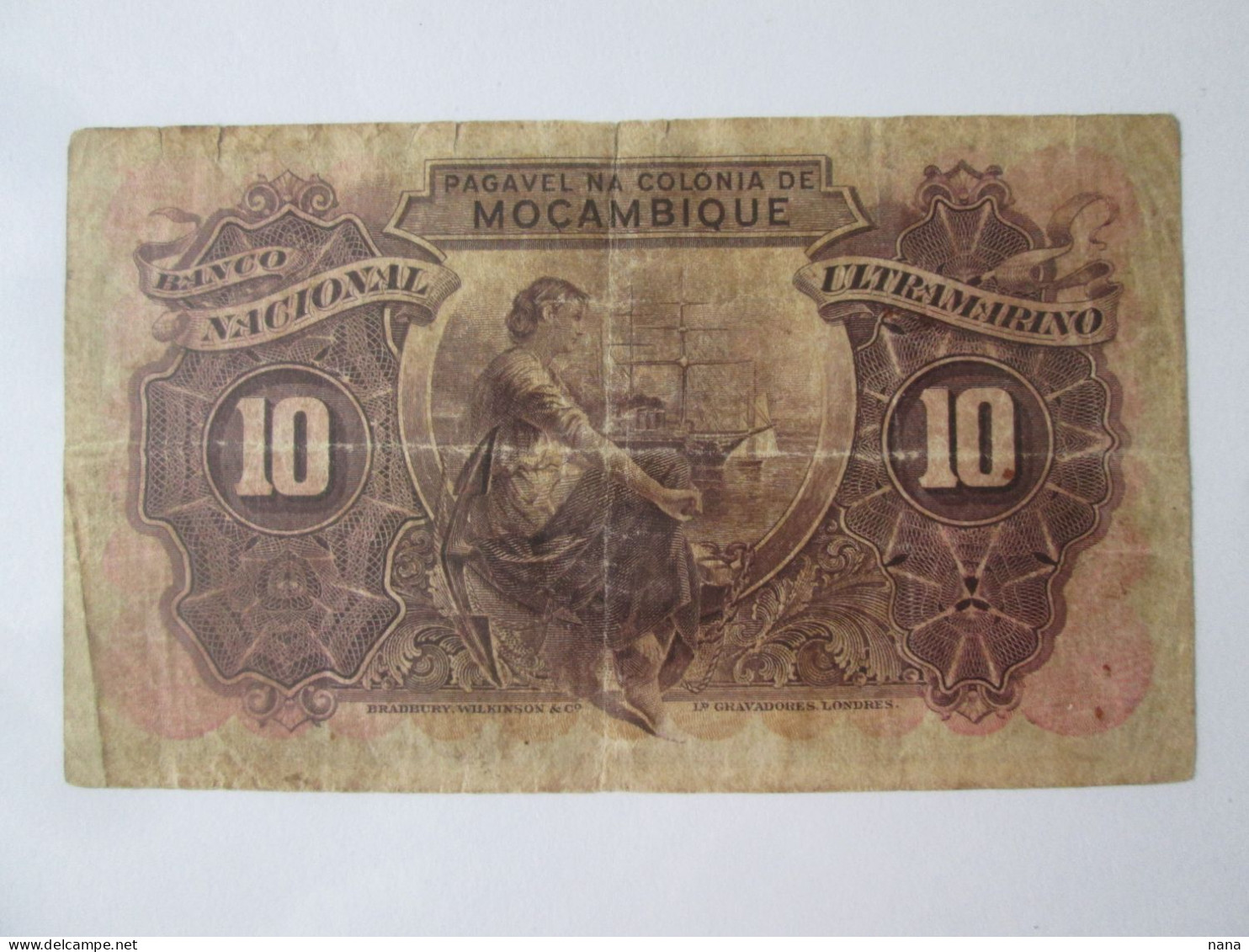 Rare! Mozambique 10 Escudos 1945 series 974,999 see pictures
