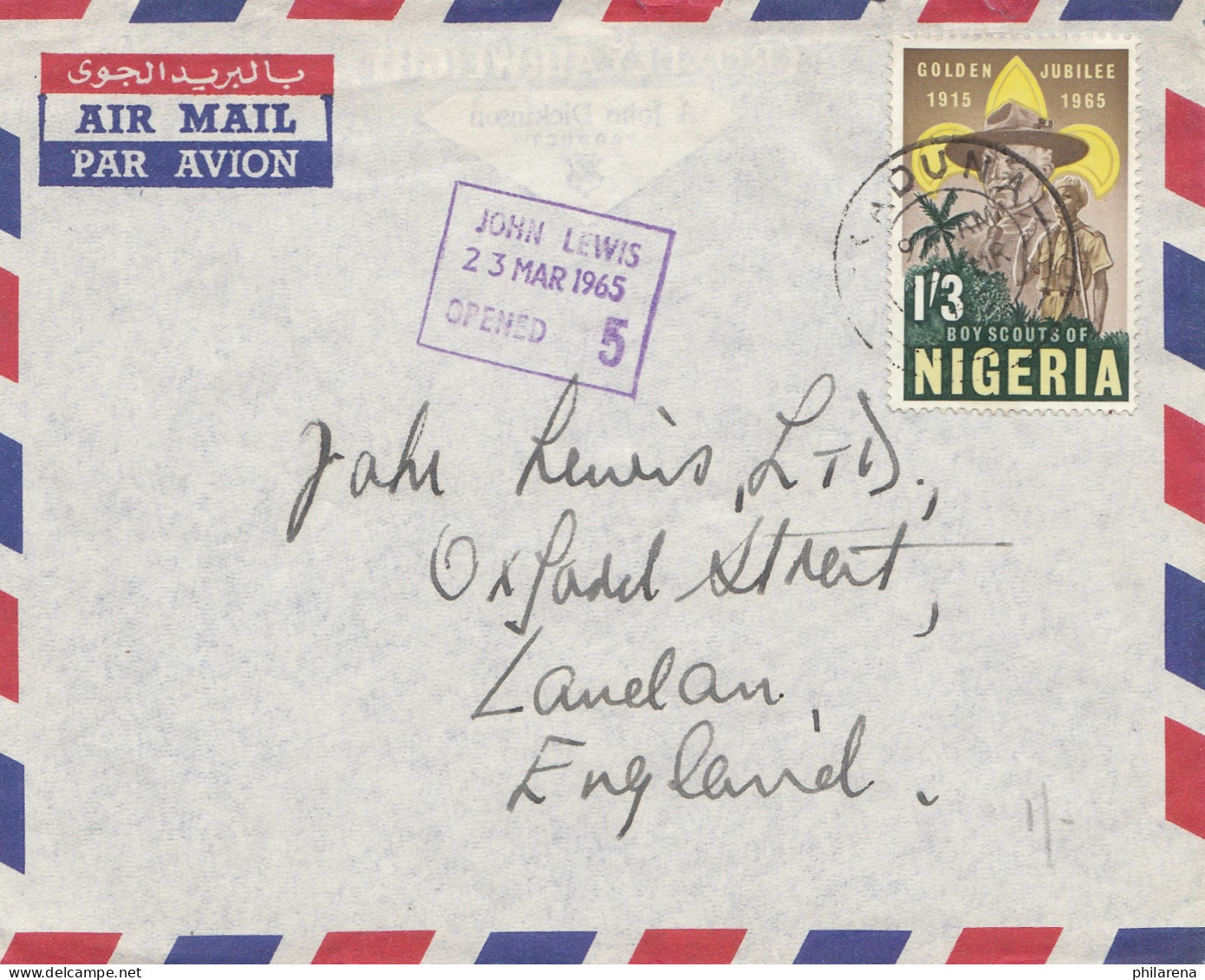 Nigeria: 1965: Boy Scout Of Nigeria-John Lewis To England - Nigeria (1961-...)