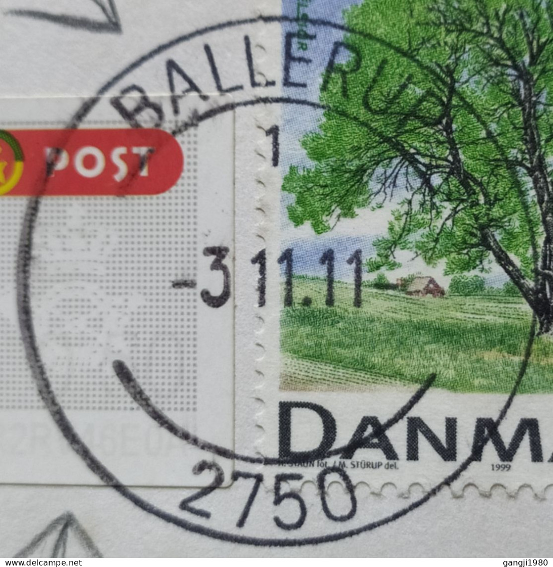 DENMARK 2011, COVER USED TO INDIA, 3 DIFF  STAMP, 2010 BICYCLE RACE, ERROR BALLUM SLUSEE STAMP WITHOUT VALUE, TREE, BALL - Sonstige & Ohne Zuordnung