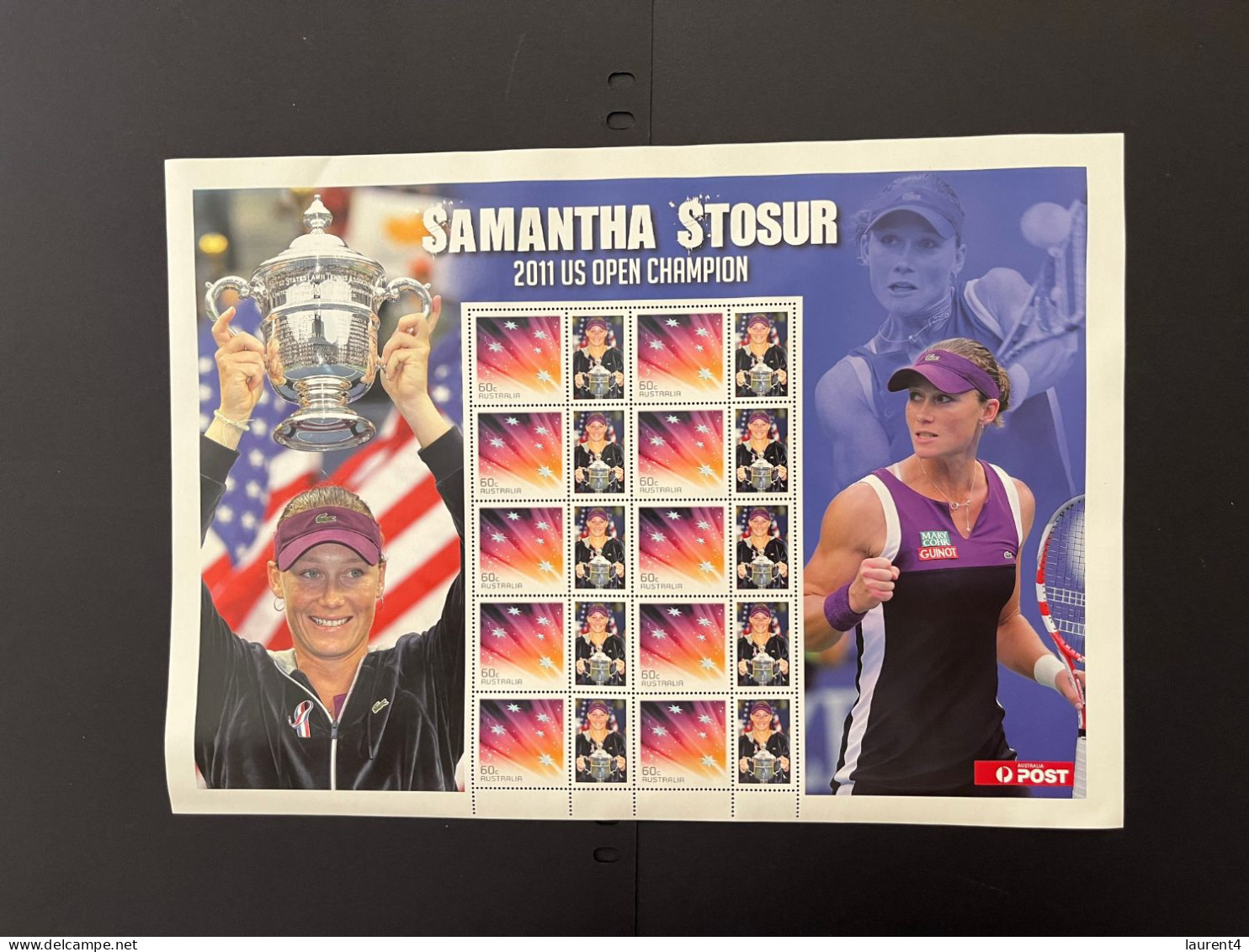 31-3-2024 (large) Australia -  2011 WOMEN TENNIS - Samantha Stosur (large) Sheetlet 10 Mint Personalised Stamp - Hojas Bloque