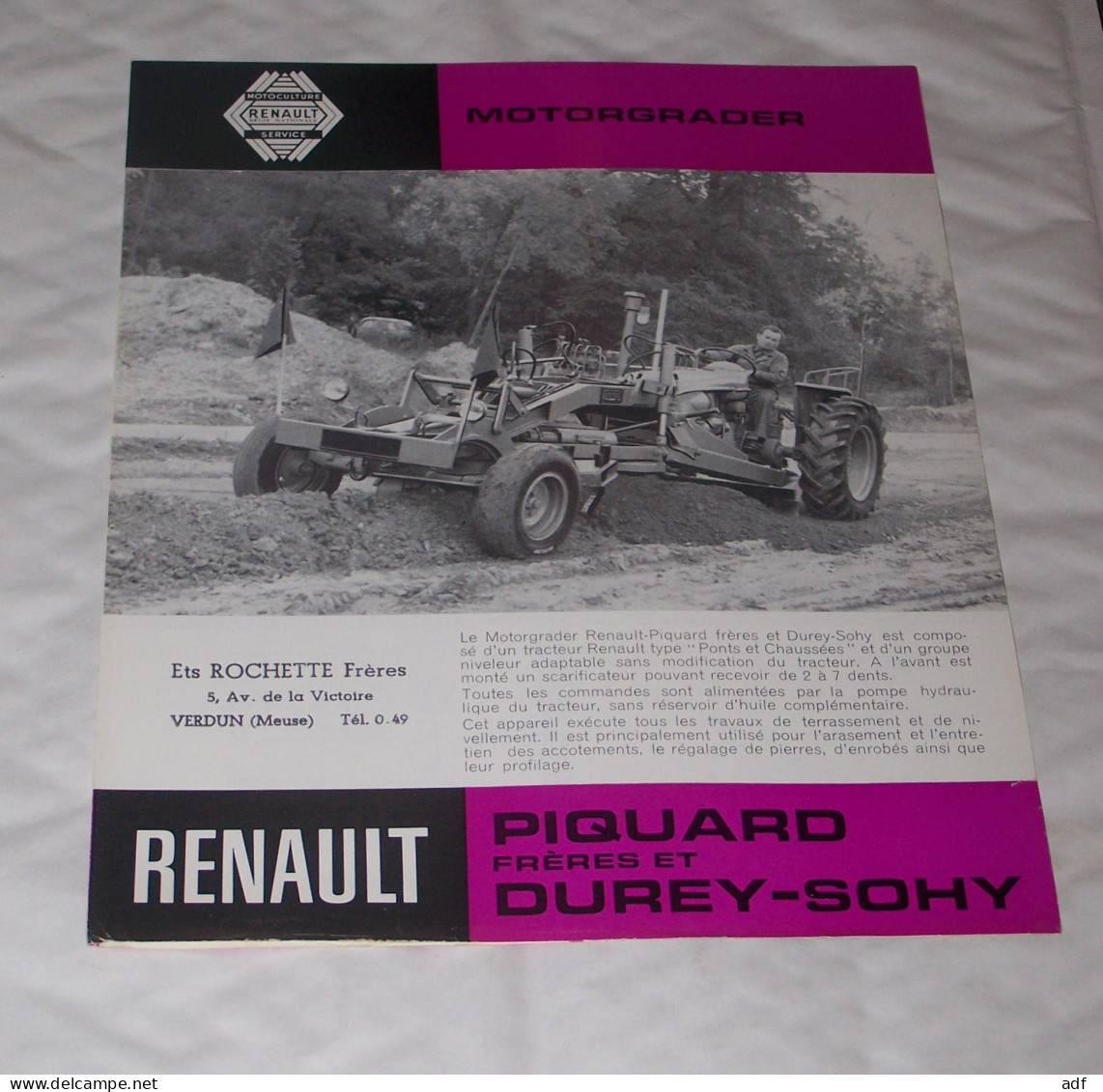 DEPLIANT PUB PUBLICITAIRE MATERIEL AGRICOLE RENAULT MOTORGRADER PIQUARD FRERES ( TRACTEUR, TRACTEURS, MOTOCULTURE ) - Tracteurs