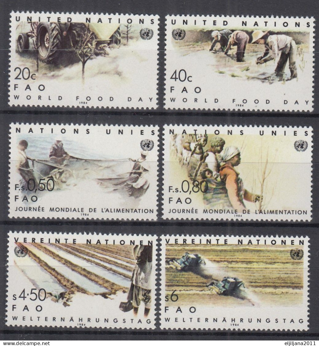 ⁕ UN 1984 UNITED NATIONS ⁕ World Food Day - New York, Vienna & Geneva ⁕ 6v MNH - Gezamelijke Uitgaven New York/Genève/Wenen