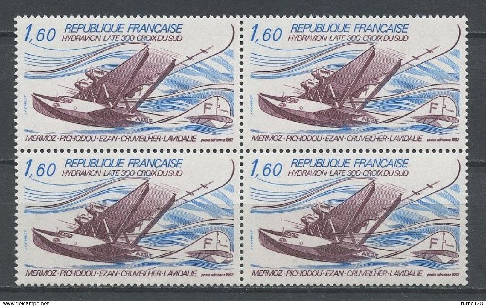 FRANCE 1981 PA N° 56 ** Bmoc De 4 Neuf MNH Superbe  C 4.80 € L'hydravion Laté 300 Croix Du Sud Transports - 1960-.... Neufs