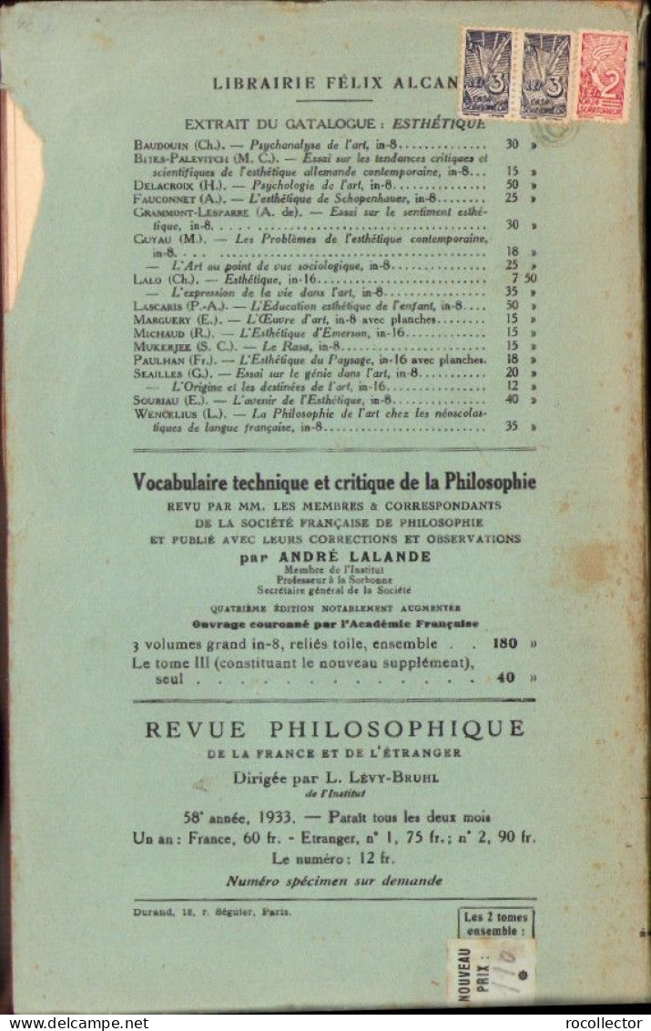 L’esthetique De La Grace, Introduction A L’etude Des Equilibres De Structure, Tome II, Par Raymond Bayer, 1933, Paris - Alte Bücher