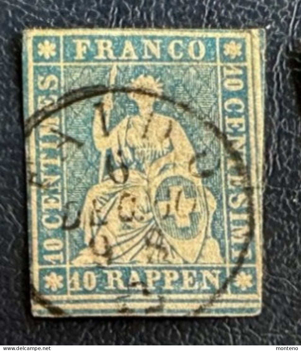 Suisse 1854/62  Helvetia Non Dentelé  Y Et T 27  O    Zu 23G - Oblitérés