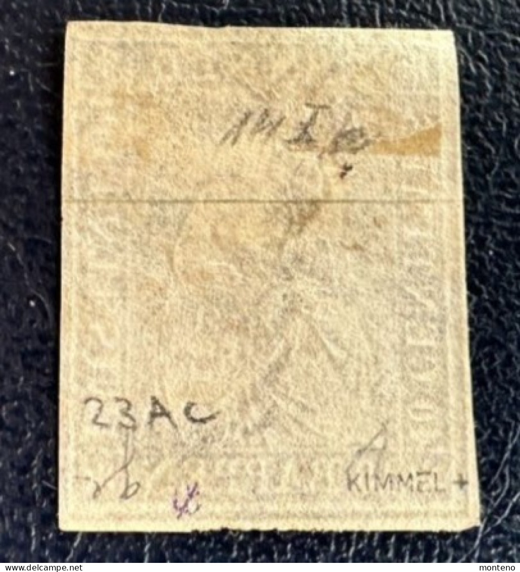 Suisse 1854/62  Helvetia Non Dentelé  Y Et T 27b   Papier Moyen    Zu 23A - Used Stamps