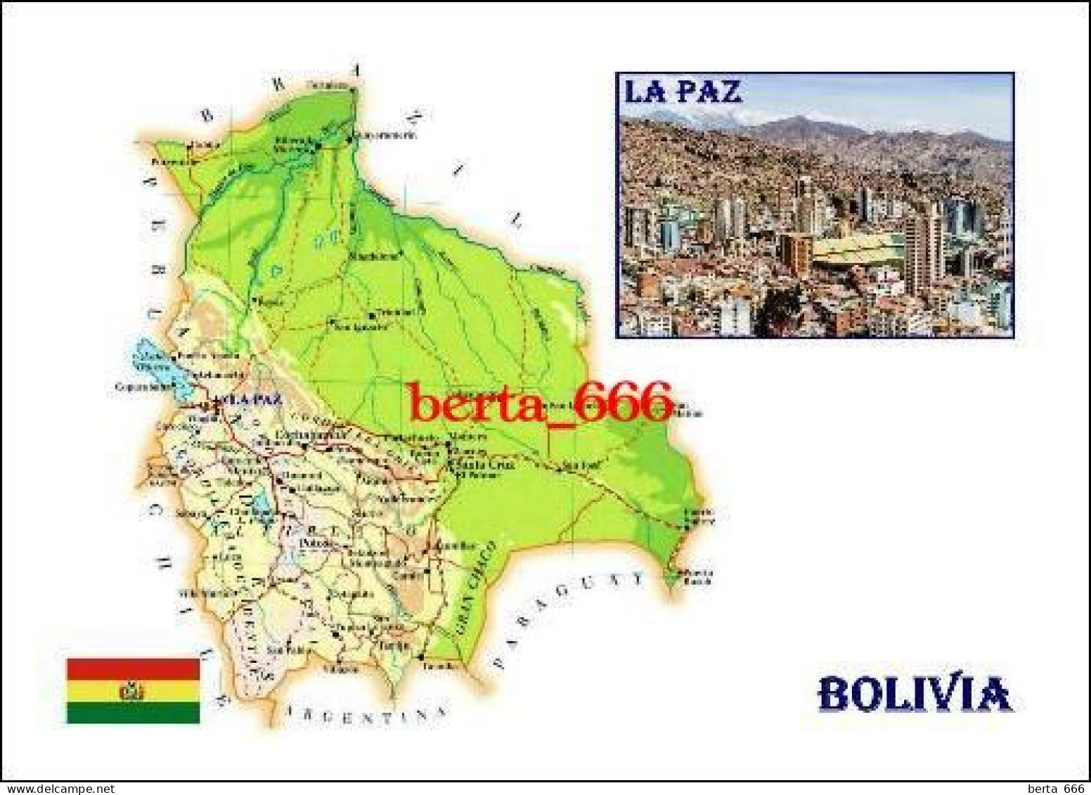 Bolivia Country Map New Postcard * Carte Geographique * Landkarte - Bolivie