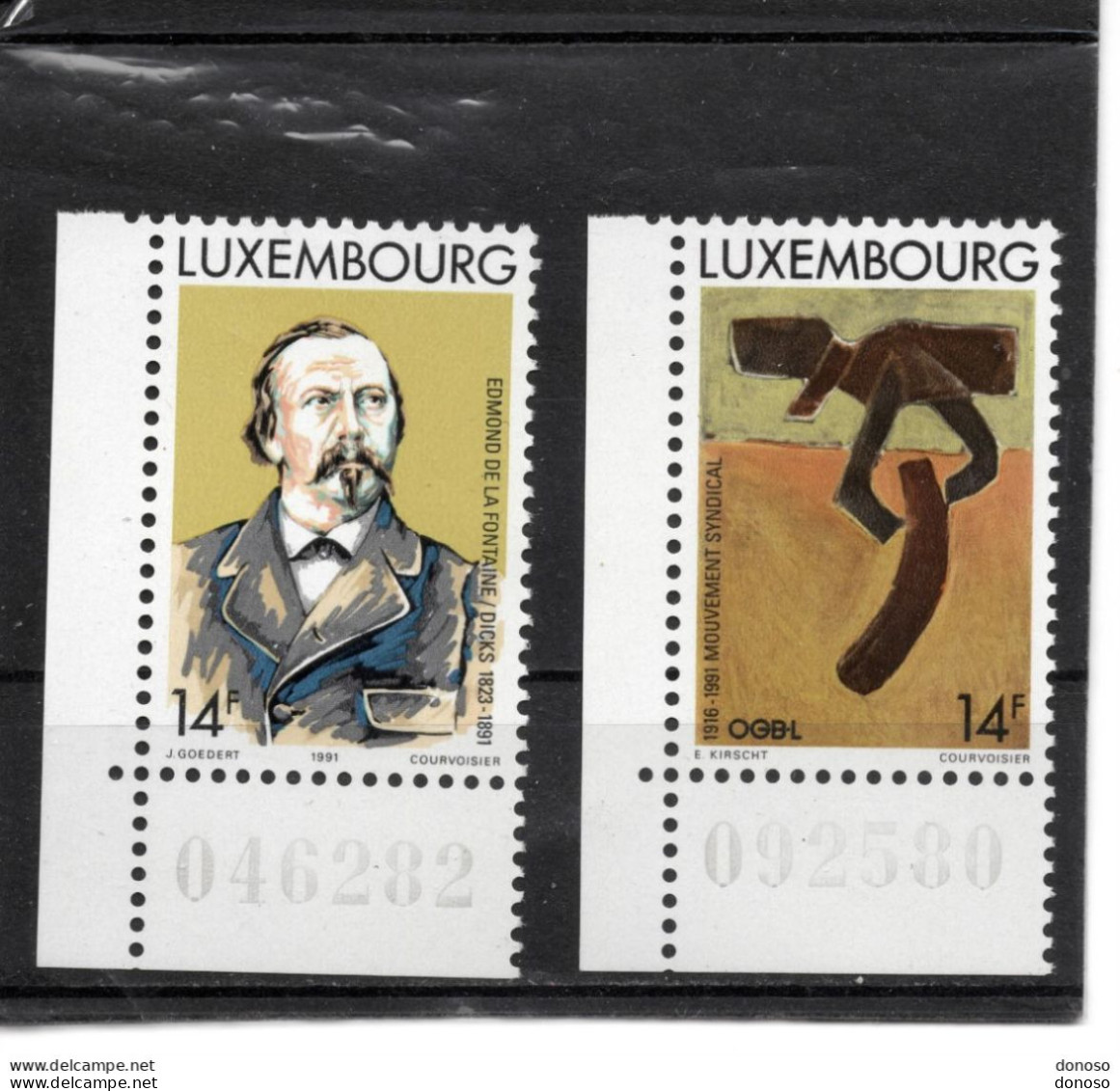 LUXEMBOURG 1991 Dick Poète, Mouvement Syndical Coin De Feuille Yvert 1225-1226, Michel 1275-1276 NEUF** MNH - Ongebruikt