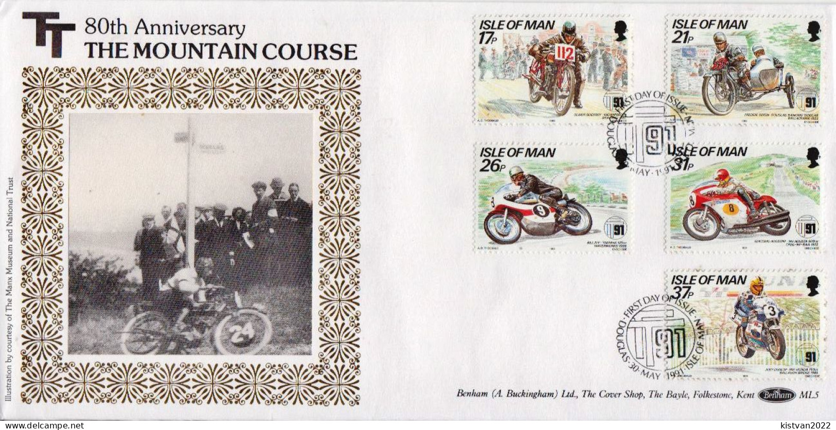 Isle Of Man Benham Silk FDC - Motorräder