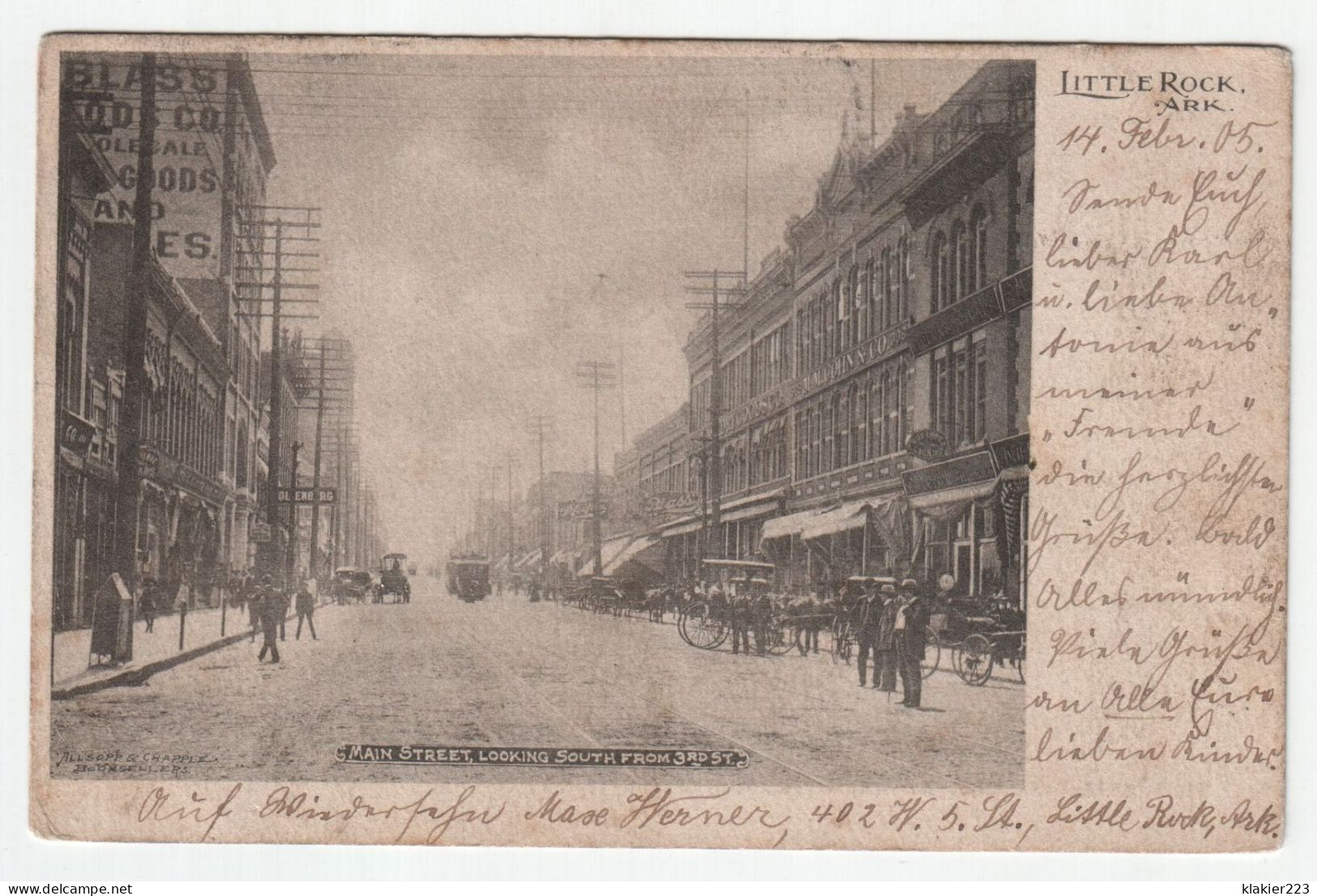 Little Rock. Ark. Main Street, Looking South From 3rd St. Zwickau. Jahr 1905 - Little Rock