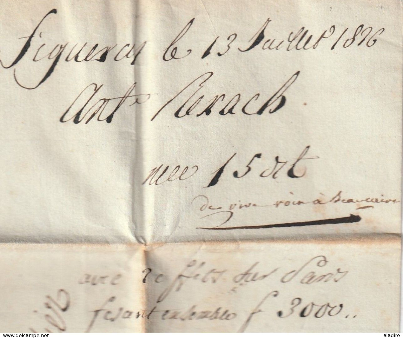 1826 - Lettre Avec Corresp En Français De FIGUERAS, Catalogne, Espagne Vers MONTPELLIER, France - Entrée Par PERPIGNAN - ...-1850 Voorfilatelie