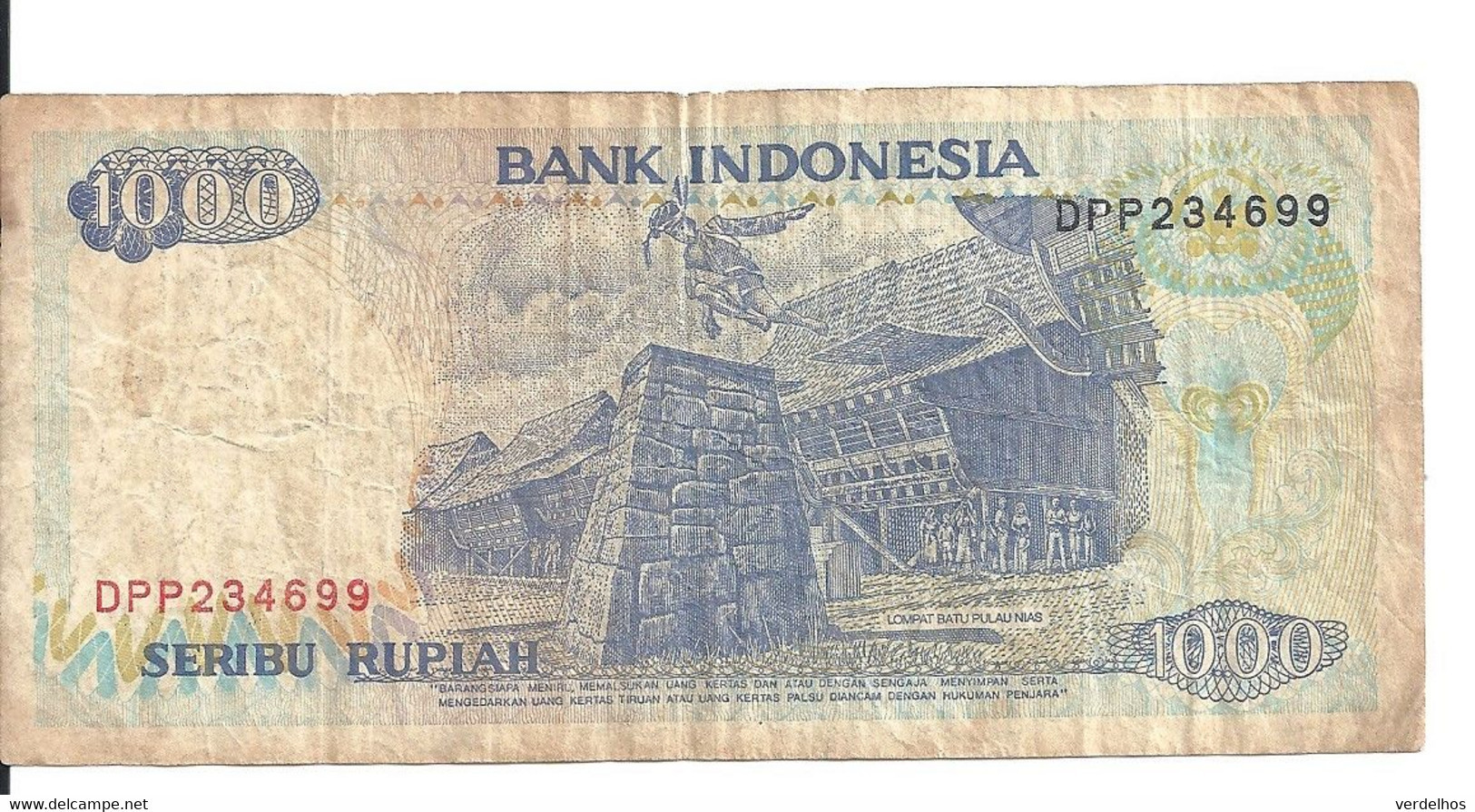 INDONESIE 1000 RUPIAH 1992-95 VF P 129 D - Indonesië