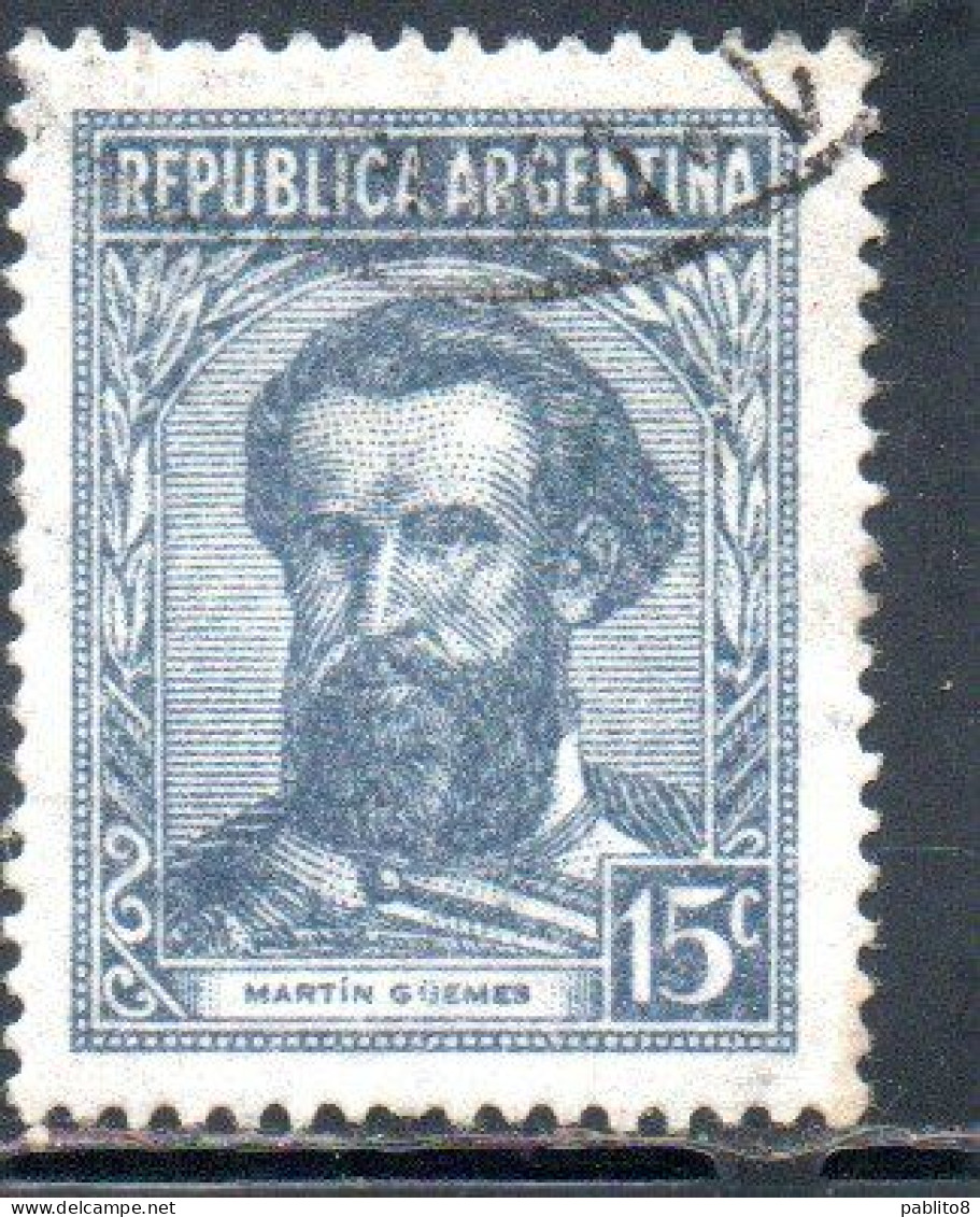 ARGENTINA 1942 1950 MARTIN GUEMES 15c  USED USADO OBLITERE' - Gebruikt