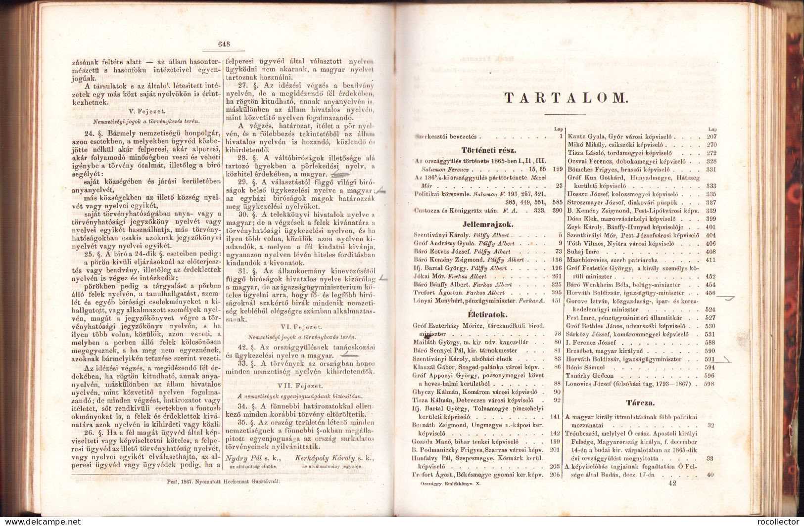 Országgyülési Emlékkönyv 1866, Pest, 1866 543SP - Old Books