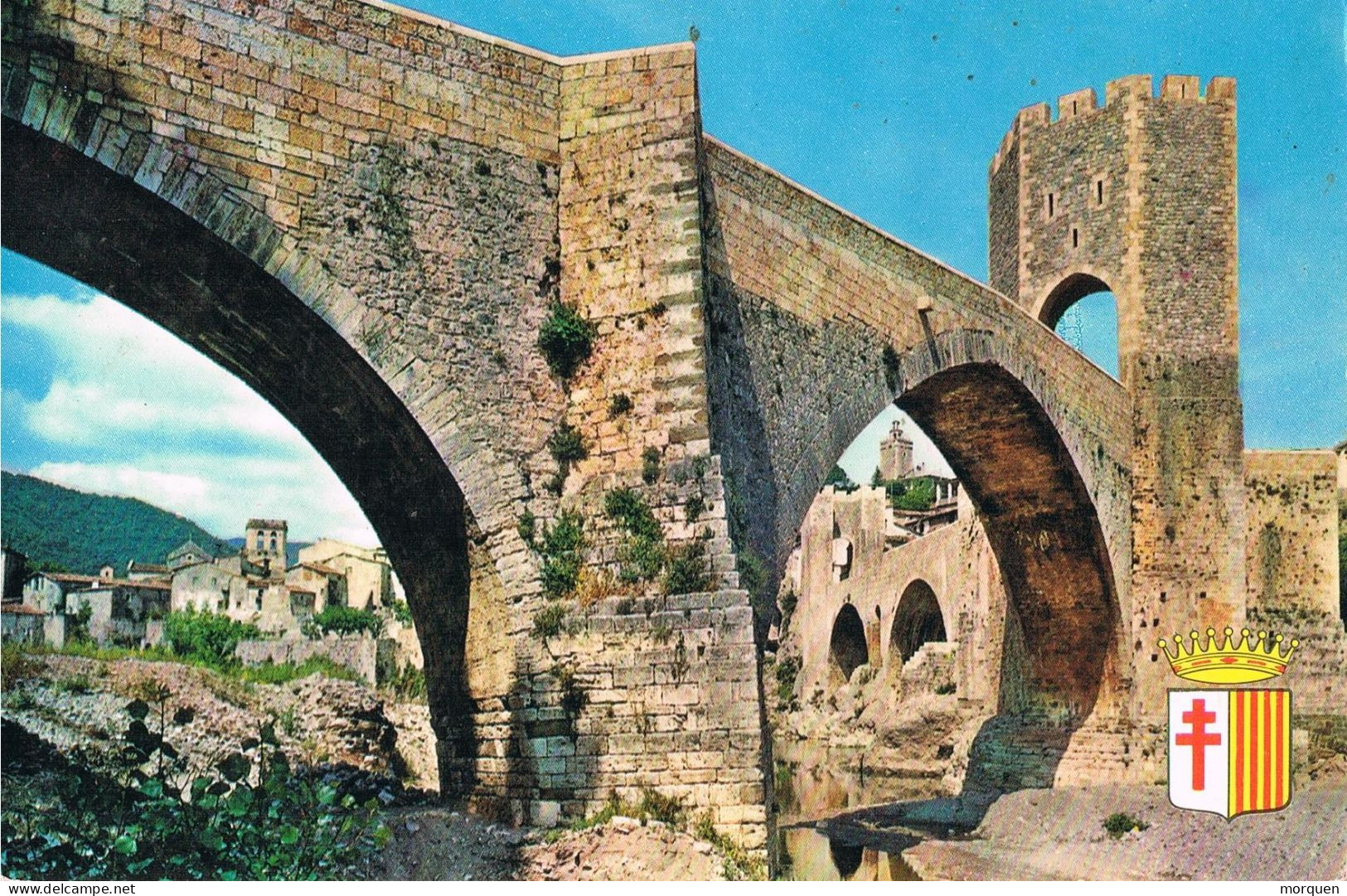 54599. Postal BESALU (Gerona) 1976. Fechador  A.P. Agencia Postal. Vista Puente Romanico Y Rio Fluvia - Covers & Documents