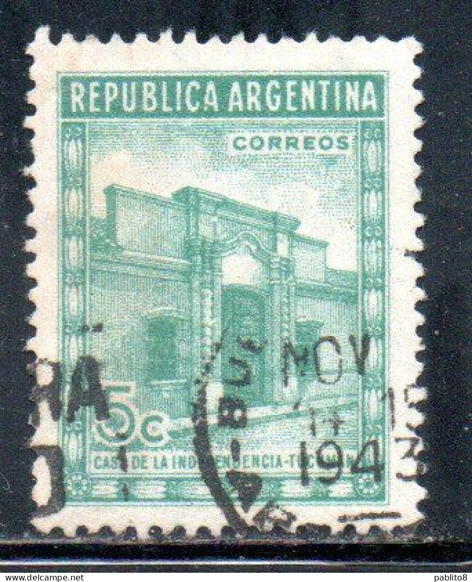 ARGENTINA 1943 1951 RESTORATION OF INDEPENDENCE HOUSE TUCUMAN  5c USED USADO OBLITERE' - Usati