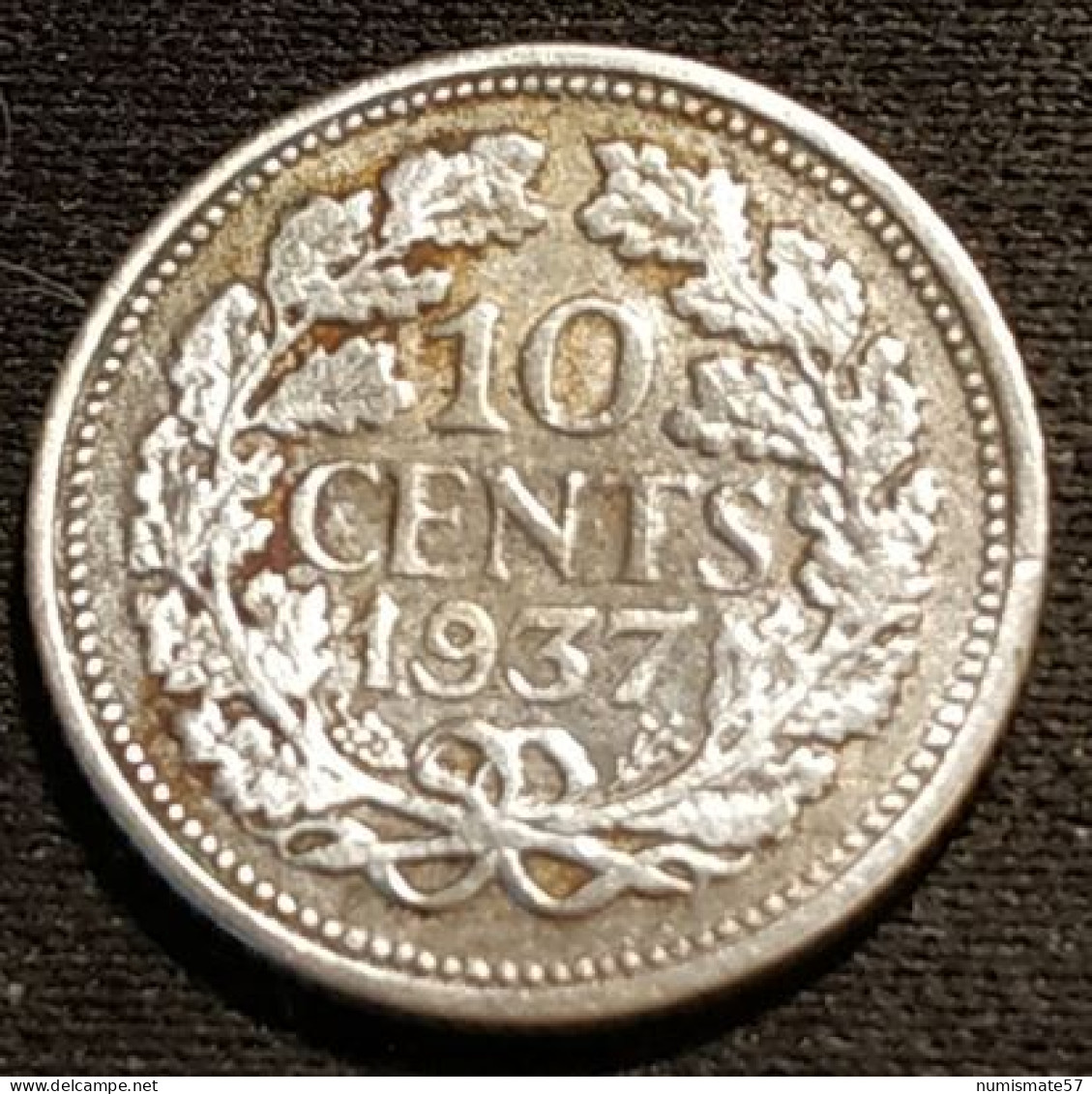 PAYS BAS - NEDERLAND - 10 CENTS 1937 - Wilhelmina - Argent - Silver - KM 163 - 10 Cent