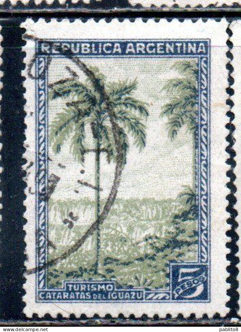 ARGENTINA 1942 1950 1949 IGUACU FALLS SCENIC WOMDERS 5p USED USADO OBLITERE' - Gebruikt