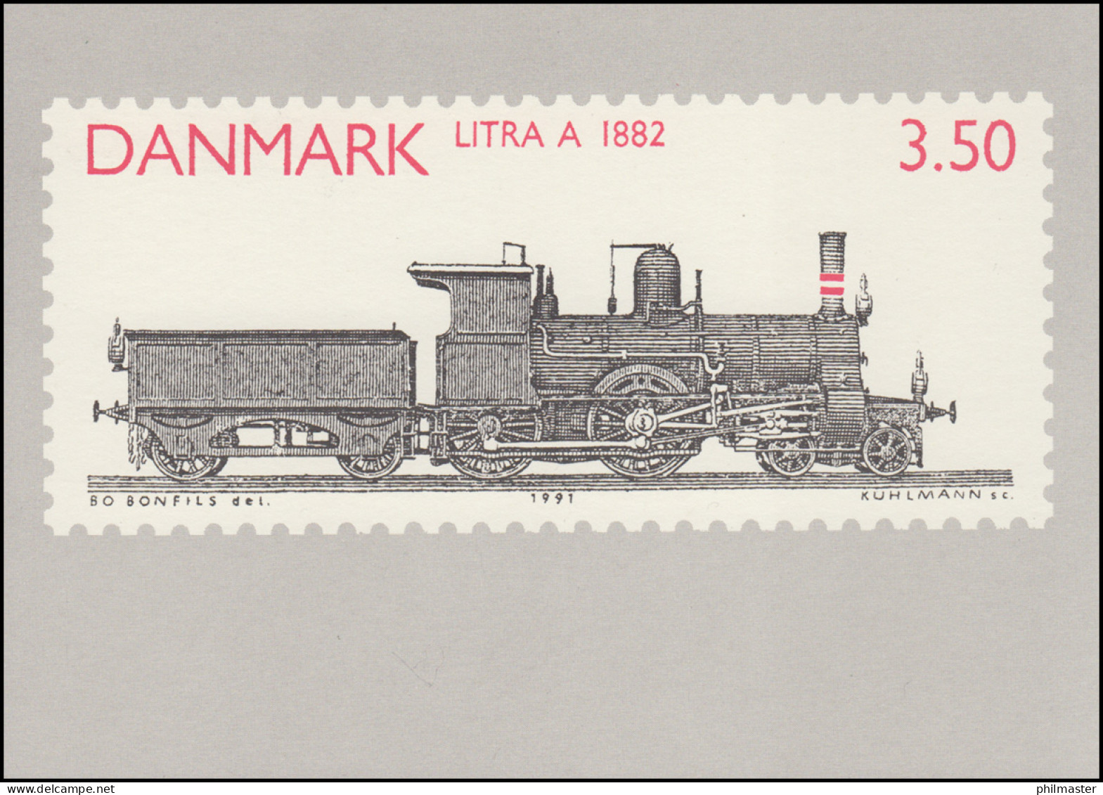 Dänemark Postkarte P 282 Dampflokomotive 3,50 Kronen Kz. CP 1, ESSt 14.3.1991 - Ganzsachen