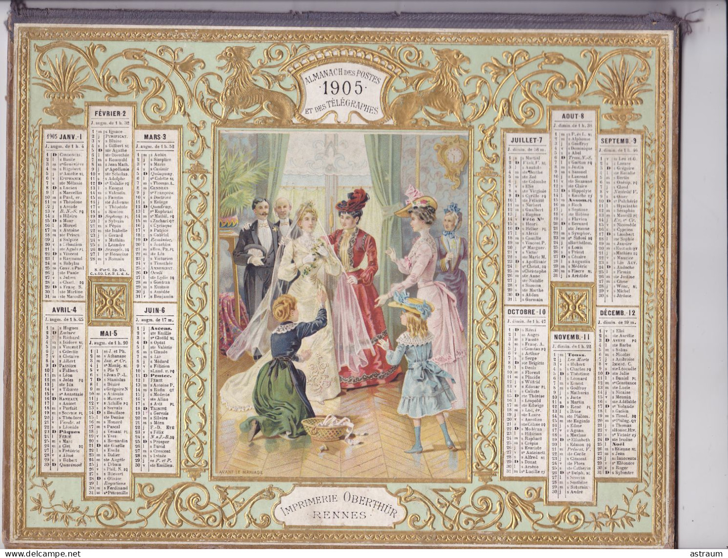 Calendrier Almanach 1905 - Avant Le Mariage - Oberthur Rennes - Carte Des Chemins De Fer De La Haute Savoie - Grand Format : 1901-20