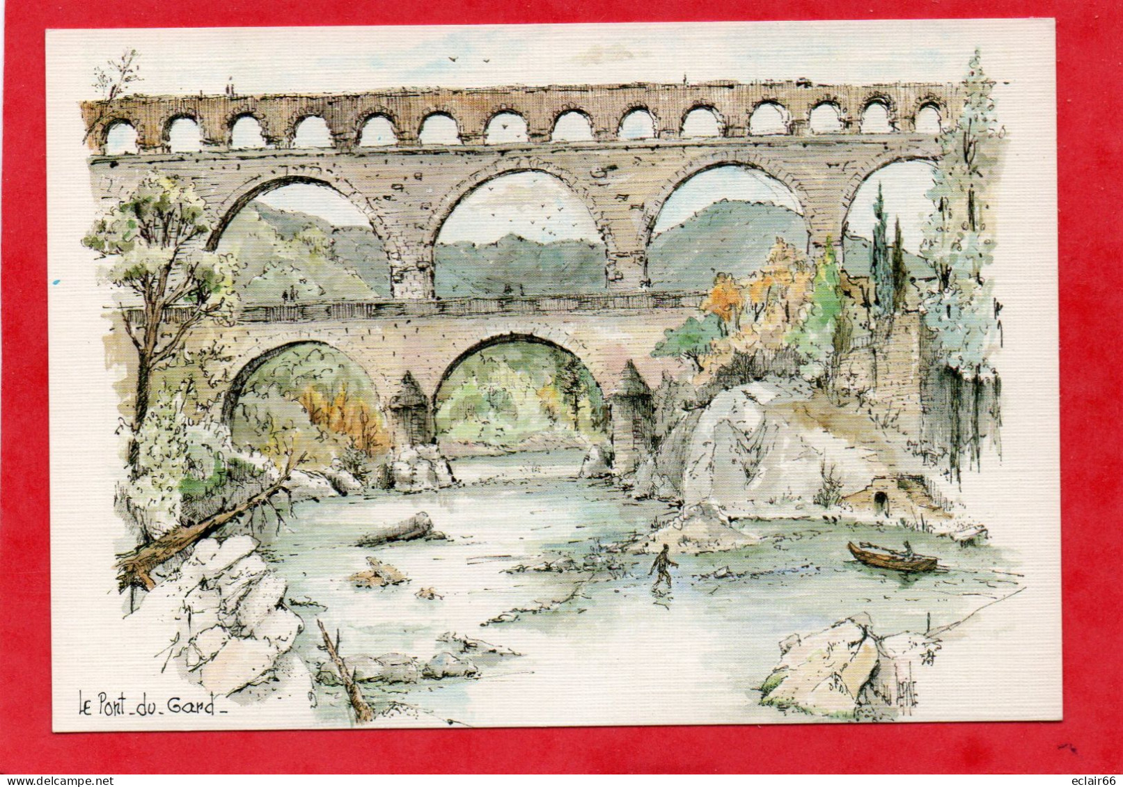 30 Le Pont Du Gard Aquarelle Robert Lépine - Ed Yvon 15.00.7233 - Peinture Tableau CPM Impeccable Année 1986 - Bridges