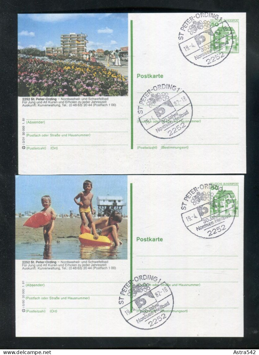 "BUNDESREPUBLIK DEUTSCHLAND" 1981, 2 Bildpostkarten Je Mit Bildgleichem Stempel Ex "ST. PETER-ORDING" (A0150) - Postales Ilustrados - Usados