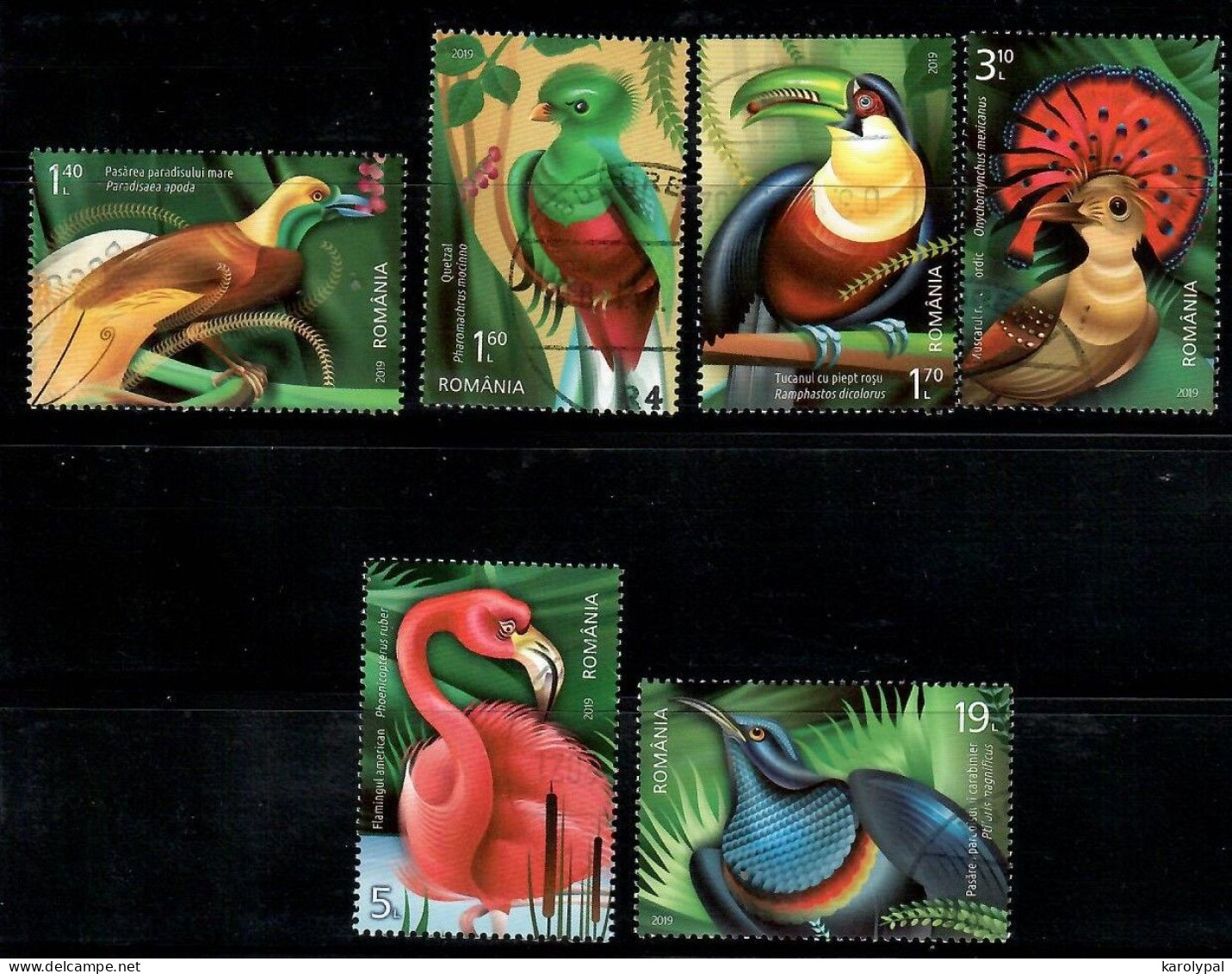 Romania, 2019 CTO, Mi. Nr.7589-94, Exotic Birds - Used Stamps