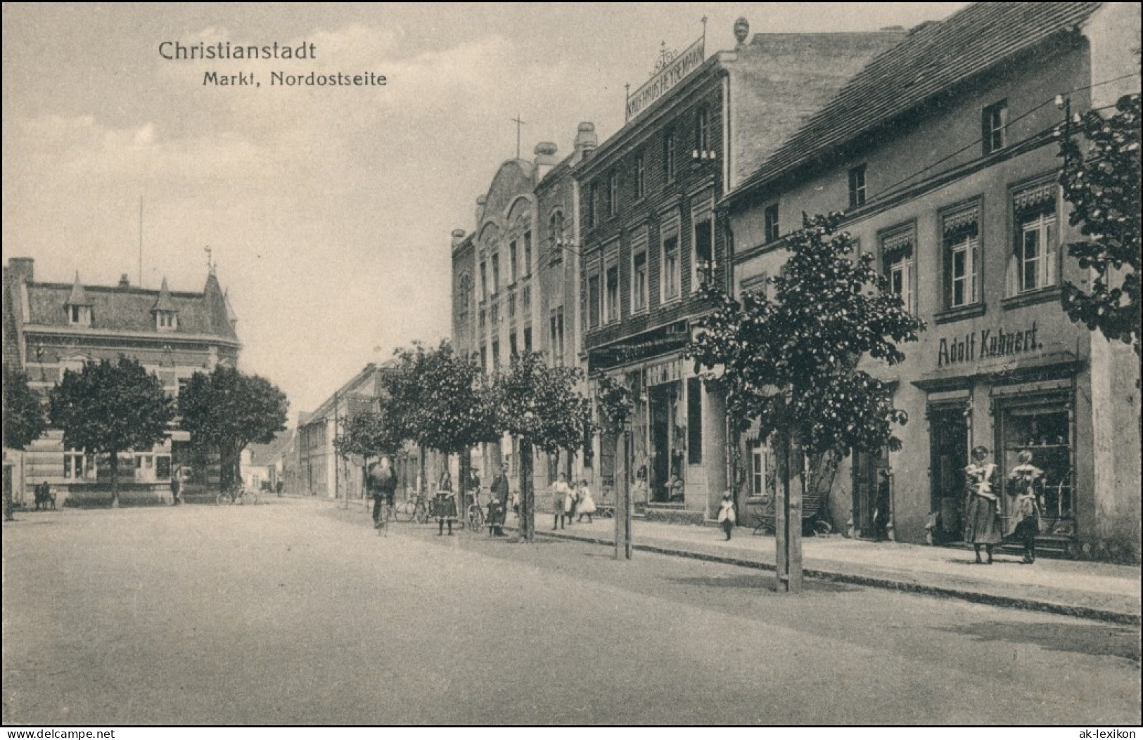 Postcard Christianstadt (Bober) Krzystkowice Markt, Geschäfte 1913 - Neumark