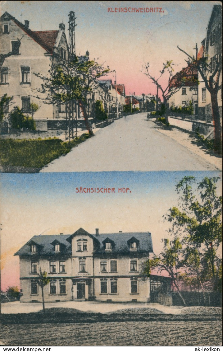 Kleinschweidnitz-Großschweidnitz (OL) Swóńca  Straße u. Sächsischer Hof 1918