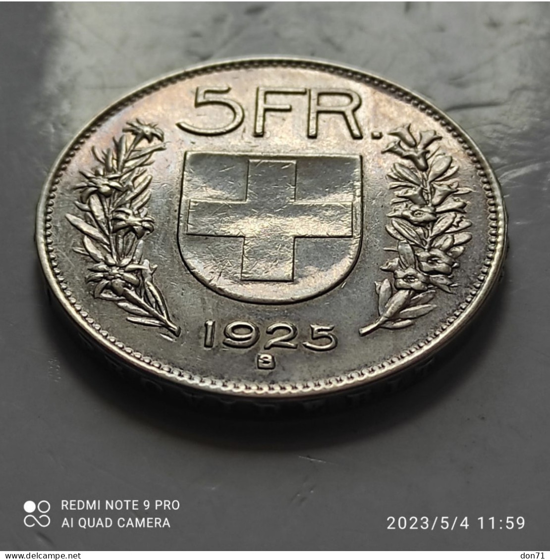 Svizzera - 5 Franchi 1925 - Herdenking