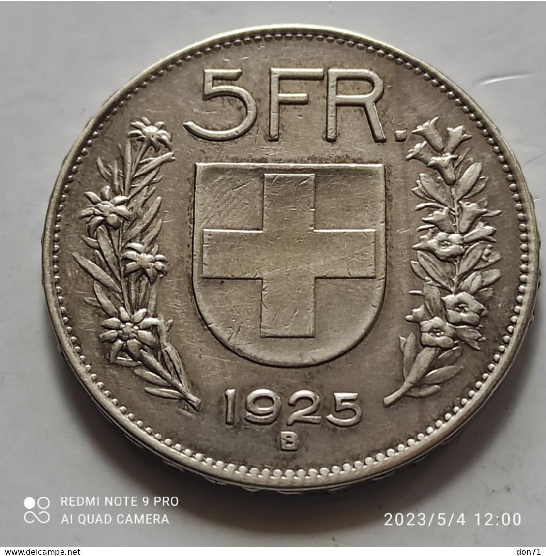 Svizzera - 5 Franchi 1925 - Herdenking