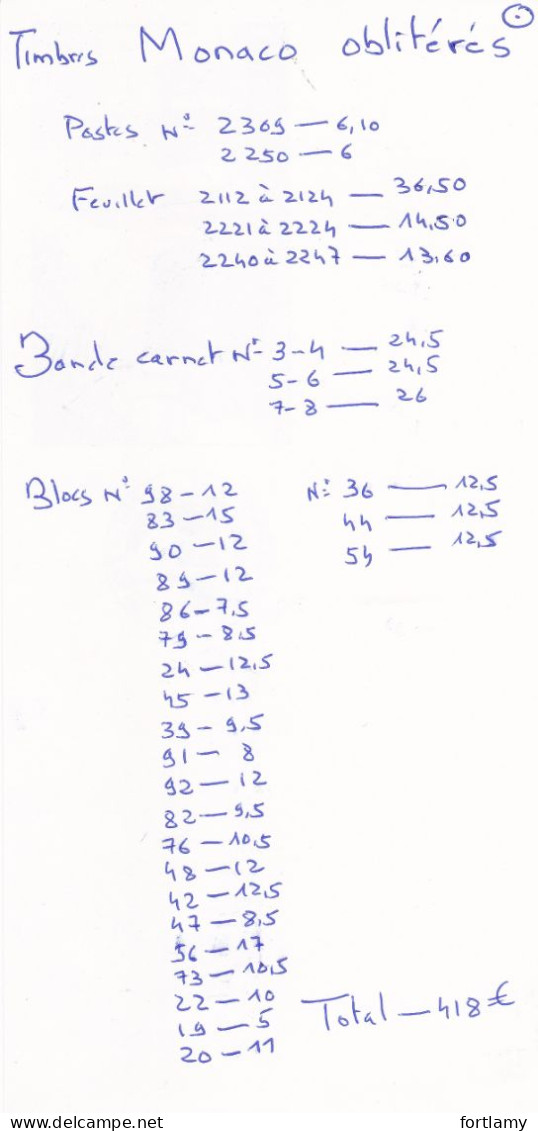 LOT 2005 MONACO OBLITÉRÉS