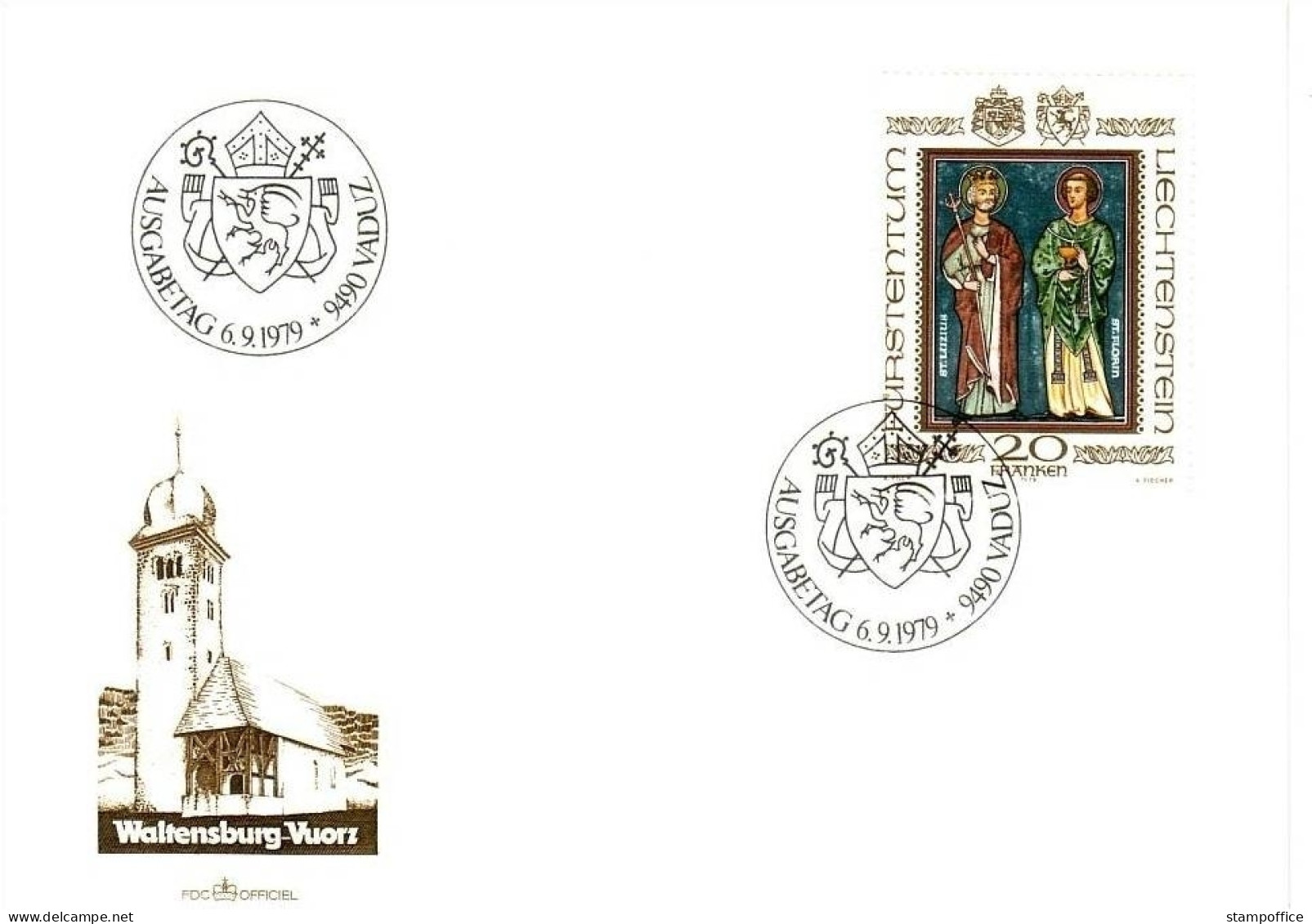 LIECHTENSTEIN MI-NR. 734 FDC LANDESPATRONE 1979 HL. LUCIUS UND HL FLORINUS - FDC