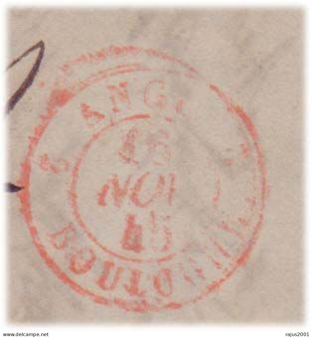 STAMP LESS, STAMPLESS Red Postmark 14th November 1845 Folded Cover - ...-1840 Precursores