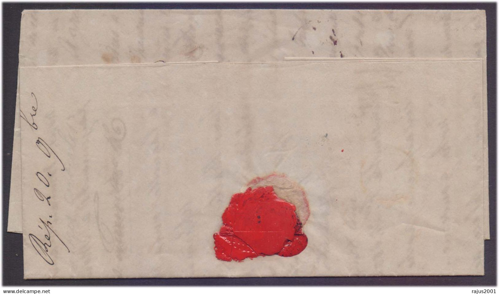 STAMP LESS, STAMPLESS Red Postmark 14th November 1845 Folded Cover - ...-1840 Precursores