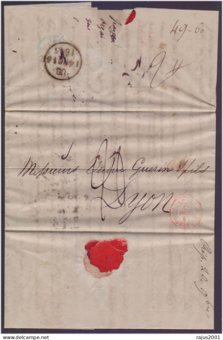 STAMP LESS, STAMPLESS Red Postmark 14th November 1845 Folded Cover - ...-1840 Vorläufer