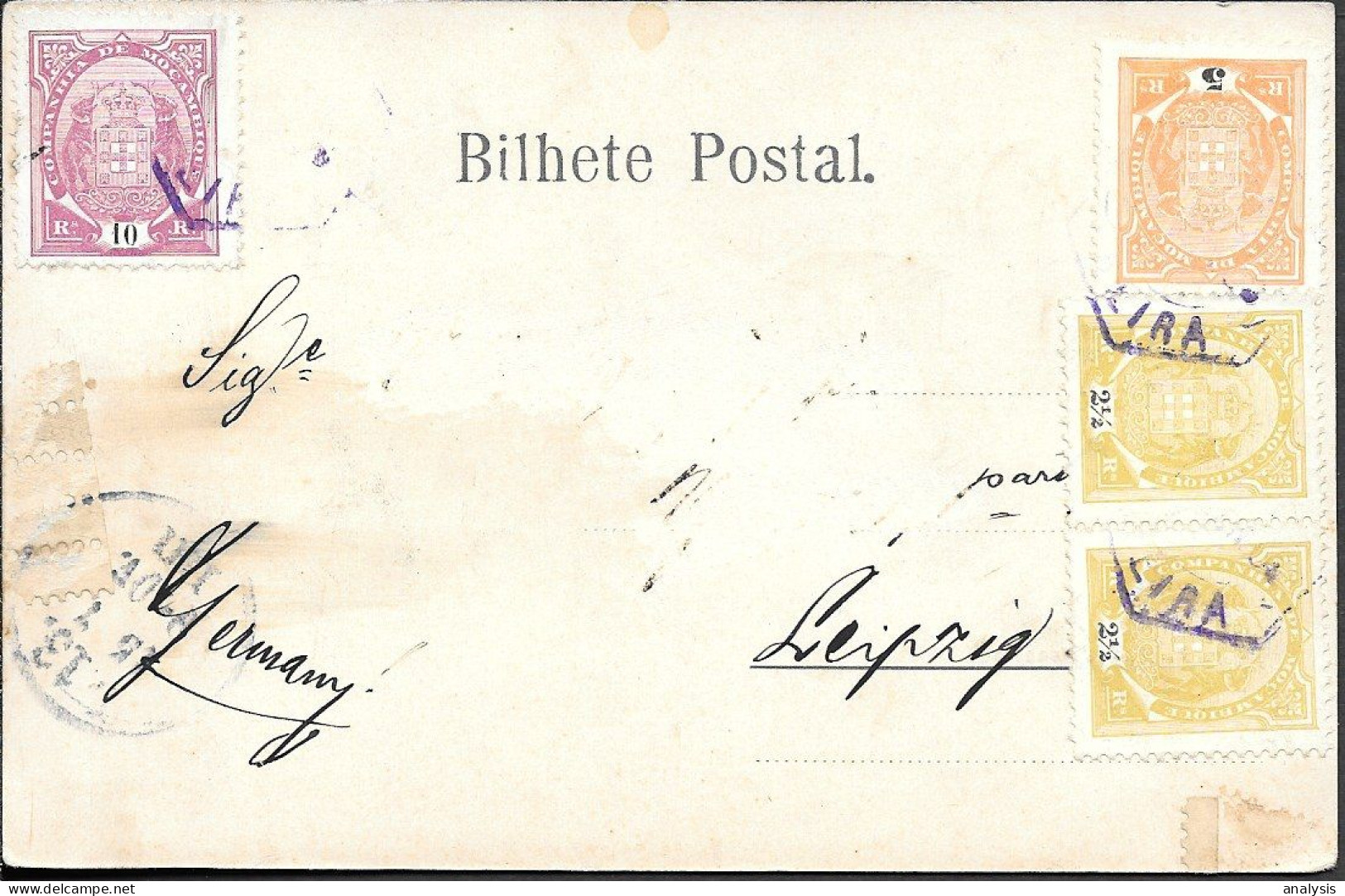 Mozambique Beira Postcard Mailed To Germany 1906. 20R Rate. Portugal Colony - Mosambik