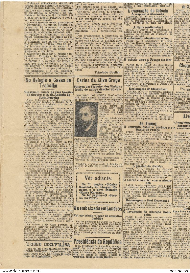 O SECULO Jornal 1925 - Informations Générales