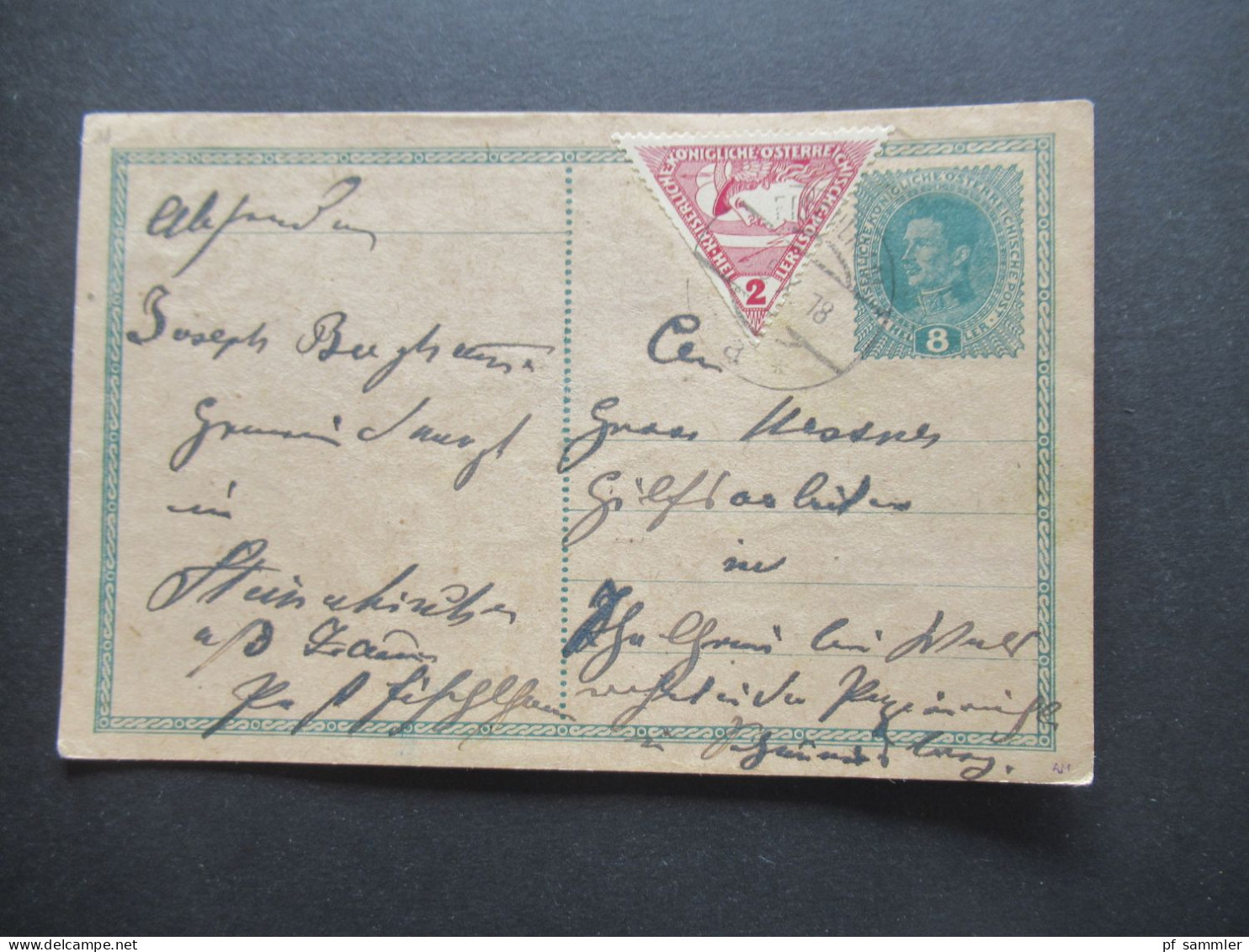 1918 Österreich 8 Heller GA Mit ZuF Drucksachen Eilmarke Merkurkopf Nr.217 - Postkarten