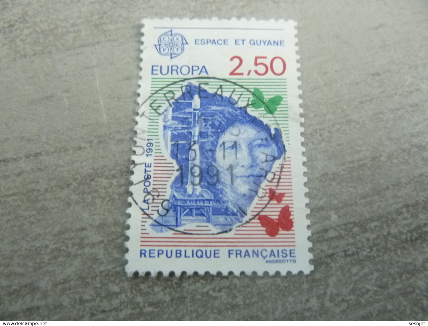 Europa - L'Europe Et L'Espace - Guyane - 2f.50 - Yt 2696 - Bleu, Rouge Et Vert - Oblitéré - Année 1991 - - 1991