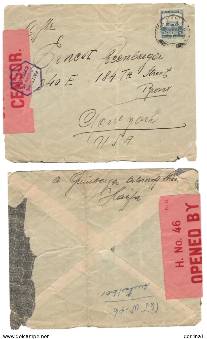 Haifa Palestine Cover Opened By Censor No. 46 British Mandat WW2 WWII - Folded - Palestine