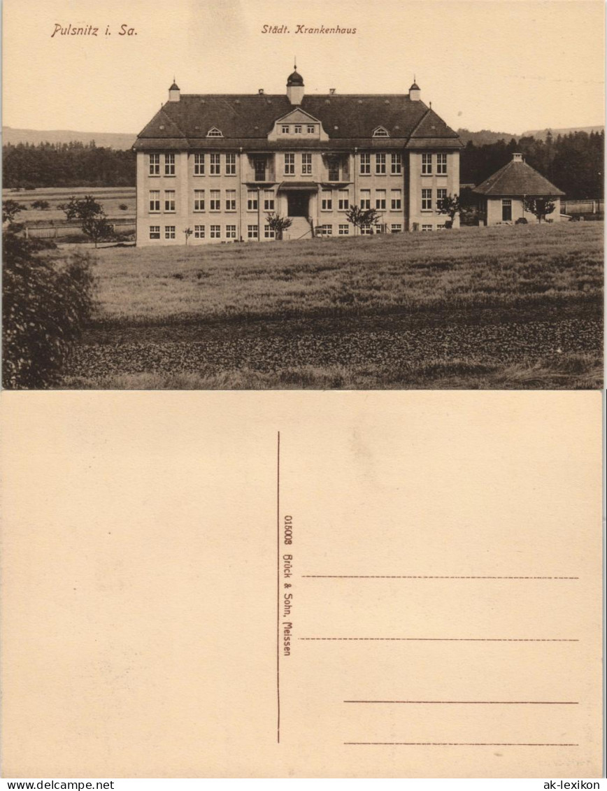 Ansichtskarte Pulsnitz Połčnica Städt. Krankenhaus 1913 - Pulsnitz