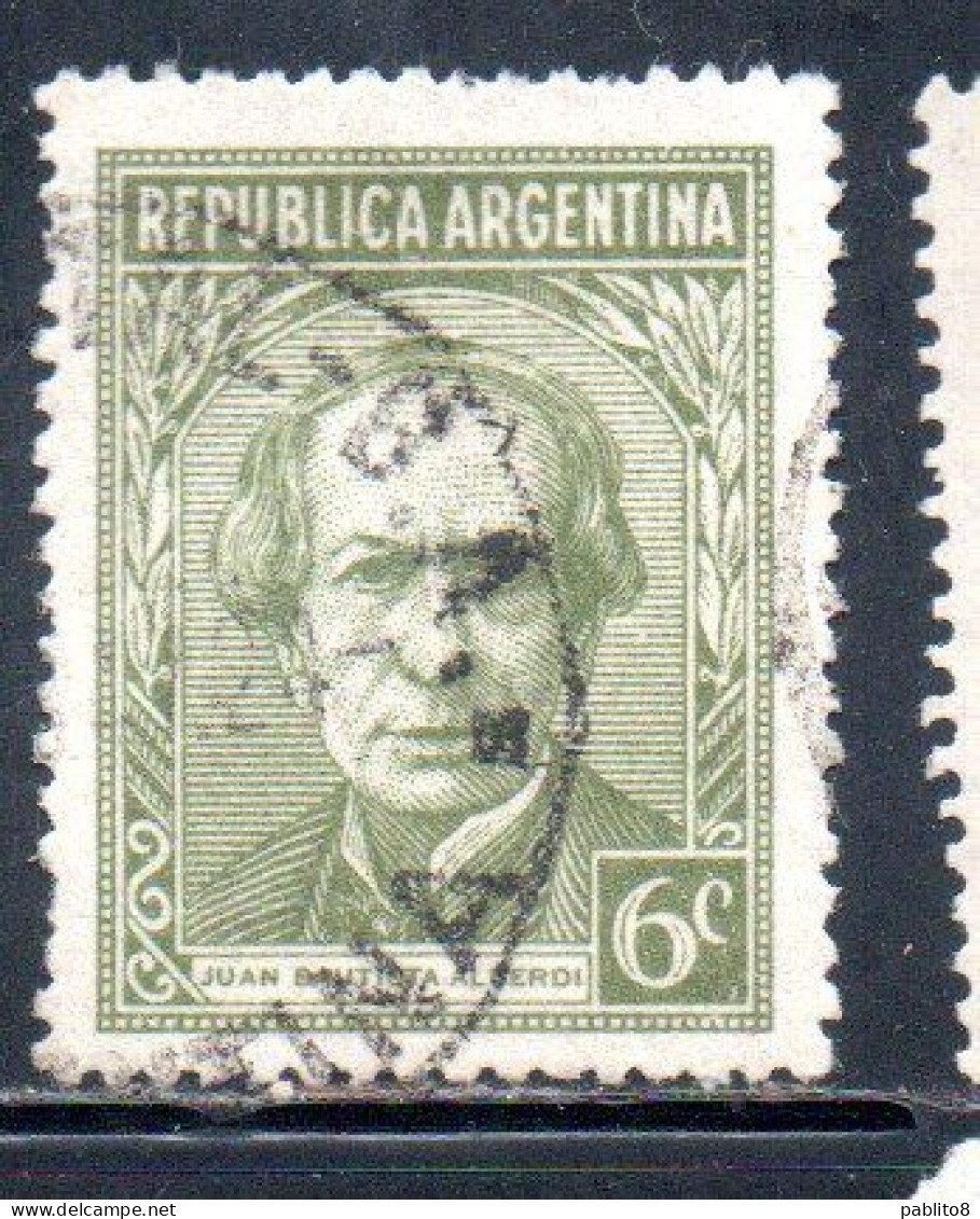 ARGENTINA 1945 1947 JUAN BAUTISTA ALBERDI 6c USED USADO OBLITERE' - Gebruikt