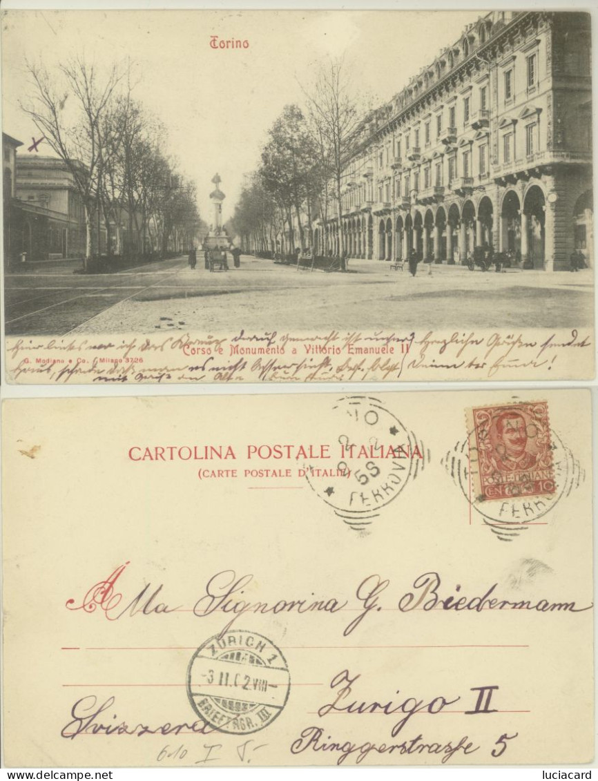 TORINO - CORSO E MONUMENTO A VITTORIO EMANUELE II 1902 - Places