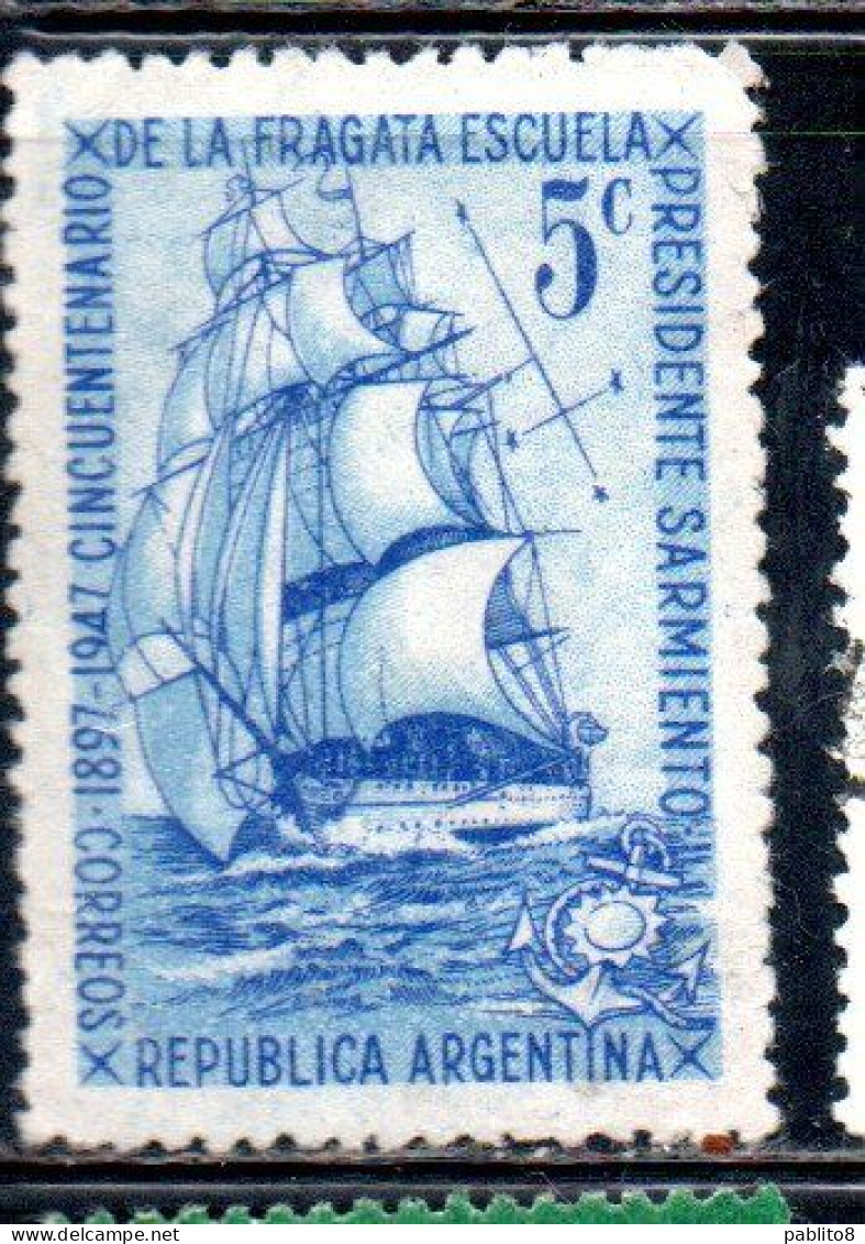 ARGENTINA 1947 TRAINING SHIP PRESIDENTE SARMIENTO 5c USED USADO OBLITERE' - Used Stamps